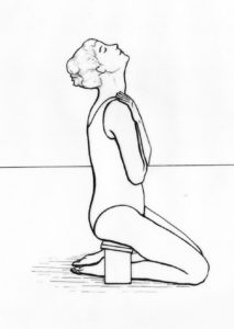 dessin d'Yvette Clouet de la posture d'étirement des muscles hyoïdiens
